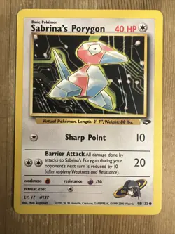 Sabrina's Porygon 98/132 Common Pokemon Gym Challenge Unlimited WOTC NM 2000 - Image 1