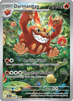1x Darmanitan - 098/086 - Illustration Rare NM-Mint Pokemon SV10.5a - Black Bolt - Image 1