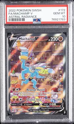 2022 POKEMON SWORD & SHIELD ASTRAL RADIANCE #172 FULL ART/MACHAMP V PSA 10 - Image 1