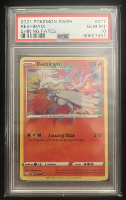 2021 Pokemon Shining Fates 017/072 Reshiram Amazing Rare Holo PSA 10 Graded - Image 1