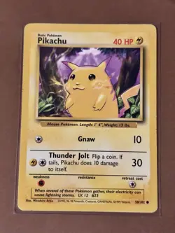 Pikachu Pokemon Base Set #58 1999 - Image 1