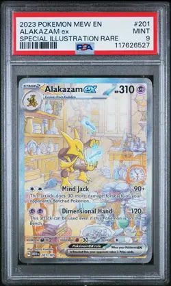 2023 POKEMON MEW EN-151 SPECIAL ILLUSTRATION RARE #201 ALAKAZAM EX PSA 9 - Image 1