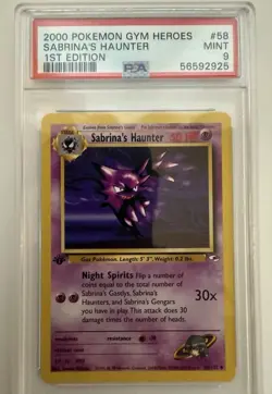 PSA 9 Mint *1st Edition* Sabrina's Haunter Non Holo -2000 Pokemon Gym Heroes #58 - Image 1