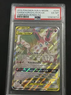 2019 POKEMON SUN & MOON UNBROKEN BONDS FULL ART/GARDEVOIR & SYLVEON GX PSA 6 - Image 1