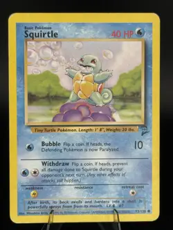 Pokemon TCG Squirtle Base Set 2 Unlimited Common Card 93/130 MP - Image 1