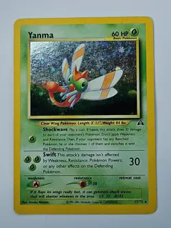 Yanma Pokemon Card Neo Discovery 17/75 Holo Rare Damaged Corner - Image 1