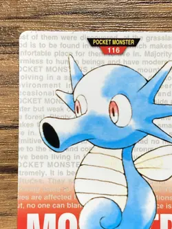 Pokemon Carddass Card Horsea File No.116 Bandai Pocket Monsters Red ver. 1996 - Image 3