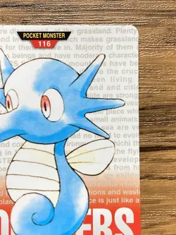 Pokemon Carddass Card Horsea File No.116 Bandai Pocket Monsters Red ver. 1996 - Image 4