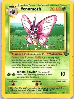 Venomoth 29/64 Non Holo Jungle - Pokemon Card - MP - Image 1