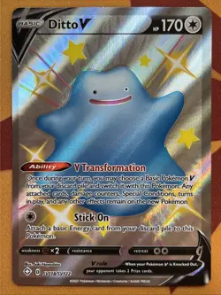 Pokemon Card - Ditto V - Full Art Shiny Rare (SV118/SV122) Shining Fates NM - Image 1