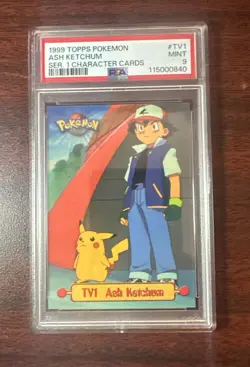 1999 TOPPS POKEMON SERIES 1 CHARACTER CARDS #TV1 ASH KETCHUM PSA 9 *LOW POP 114* - Image 1