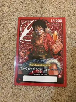 One Piece Card Game - Certificate of Our Crew Oversized Luffy 1/1000 - Image 2