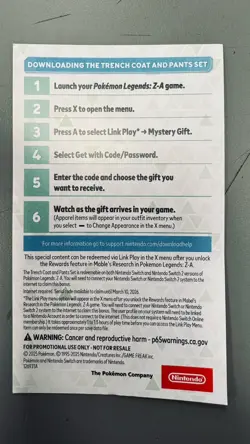 Pokemon Legends ZA trench coat and pants set code - IN HAND! - Image 2
