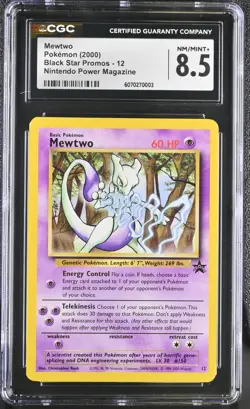 2000 Pokemon Mewtwo 12 Promo WoTC Black Star CGC 8.5 - Image 1