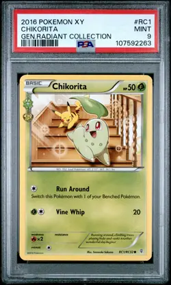 2016 POKEMON XY GENERATIONS RADIANT COLL #RC1 CHIKORITA PSA 9 - Image 1