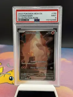 2023 POKEMON CHARMANDER ILLUSTRATION RARE 168/165 EN MEW 151 PSA MINT 9 - Image 1