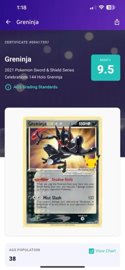 Pokemon Celebration Black Star Promo Greninja Gold Star SWSH144 AGS Mint+ 9.5 - Image 3