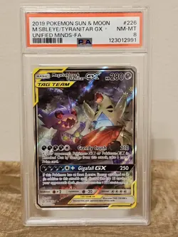 Pokemon Mega Sableye Tyranitar GX 226/236 Unfied Minds Full Art Tag Team PSA 8 - Image 1