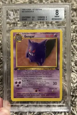 1999 Pokemon Gengar 20/62 1st Edition Non-Holo Pokemon Fossil BGS Near Mint - Image 1