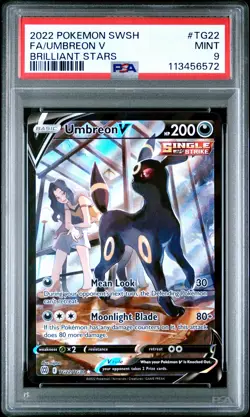 2022 POKEMON SWORD & SHIELD BRILLIANT STARS #TG22 FULL ART/UMBREON V PSA 9 - Image 1