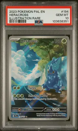 2023 POKEMON PAL EN-PALDEA EVOLVED ILLUSTRATION RARE #194 HERACROSS PSA 10 - Image 1
