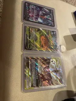3 Card Pokemon Card Lot. Calyrex V, Charizard V, And Espeon Deoxys Gx - Image 1