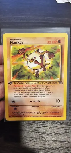 Mankey 55/64 - 1999 Pokemon Jungle 1st Edition - NM Near Mint Card - Image 1
