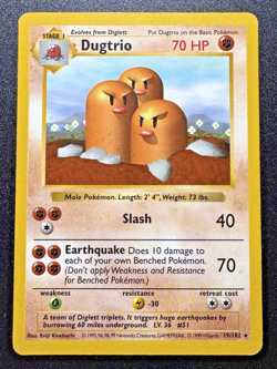 Shadowless Dugtrio 19/102 Base Set Wotc Pokemon Card Rare HP - Image 1