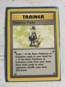 Pokemon Trader 77/102 Rare Non-Holo Base Set Pokemon Trainer Card LP - Image 1
