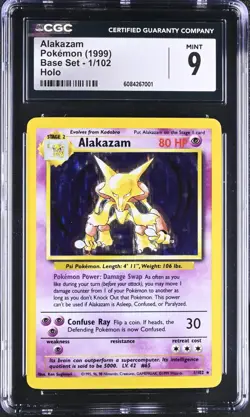 (PSA) CGC 9 Alakazam Base Set Holo Rare Pokemon Card #1 Mint Clean - Image 1