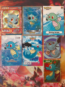 Horsea Fan Art Bundle of 7 Cards + Stickers NOT Official Pokemon PL-NM - Image 1