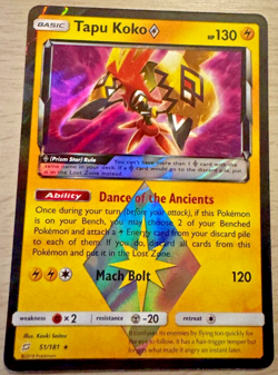Pokemon TCG Tapu Koko 51/181 Team Up Holo Rare Card - Image 1