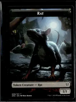 MTG Rat 6/11 Faerie Rogue 3/11 Token Commander: Zendikar Rising Lot 5 LP - Image 1