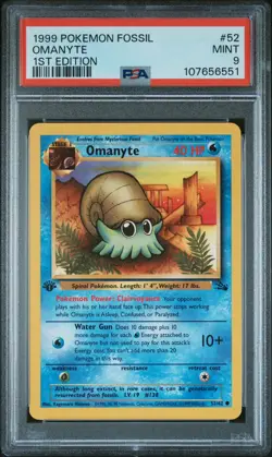 1999 POKEMON FOSSIL 1ST ED #52 OMANYTE PSA 9 - Image 1
