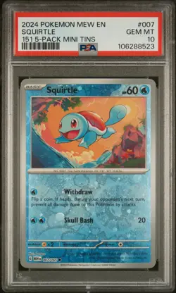 2024 POKEMON MEW EN-151 151 5-PACK MINI TINS #007 SQUIRTLE PSA 10 - Image 1