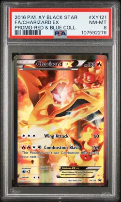 2016 POKEMON XY BLACK STAR PROMO RED & BLUE COLL FULL ART/CHARIZARD EX PSA 8 - Image 1
