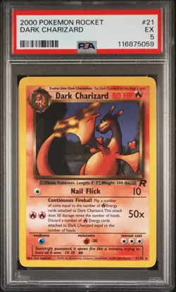 2000 POKEMON ROCKET #21 DARK CHARIZARD PSA 5 - Image 1