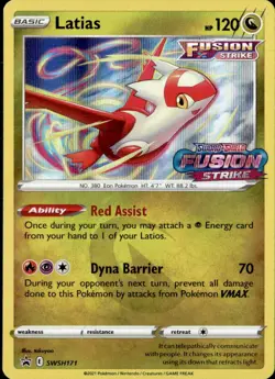 Pokemon Latias SWSH171 Stamped Prerelease Fusion Strike Black Star Promo Holo - Image 1