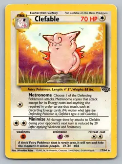 Pokemon TCG Jungle Clefable #17 Rare - Image 1