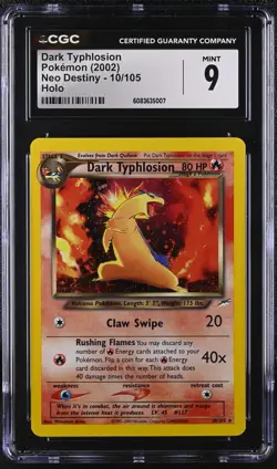 CGC 9 Dark Typhlosion 2002 Neo Destiny 10/105 Holo Pokemon Card - Image 1