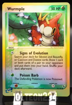Pokemon TCG Card - Wurmple 78/109 Ruby and Sapphire Reverse Holo Common Vintage - Image 1
