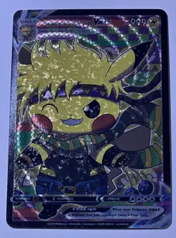 Pikachu Cosplay JoJo VMAX Holo Foil Card Fan Art HP 999 - Image 1