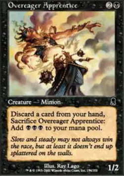 MTG Overeager Apprentice - Foil, Odyssey, Heavily Played, English - Image 1