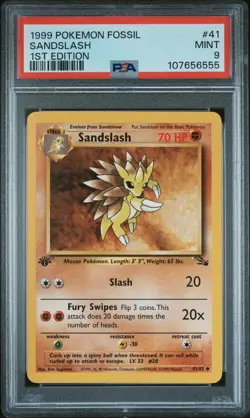 1999 POKEMON FOSSIL 1ST ED #41 SANDSLASH PSA 9 - Image 1