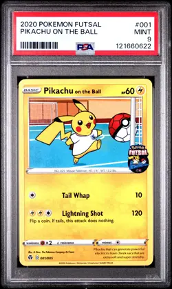 2020 POKEMON FUTSAL #001 PIKACHU ON THE BALL PSA 9 - Image 1
