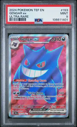 2024 POKEMON TEF EN-TEMPORAL FORCES ULTRA RARE #193 GENGAR EX PSA 9 - Image 1