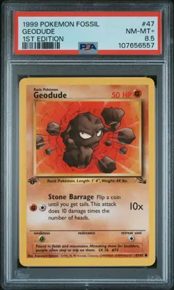 1999 POKEMON FOSSIL 1ST ED #47 GEODUDE PSA 8.5 - Image 1