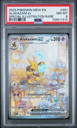 2023 POKEMON MEW EN-151 SPECIAL ILLUSTRATION RARE #201 ALAKAZAM EX PSA 8 - Image 1