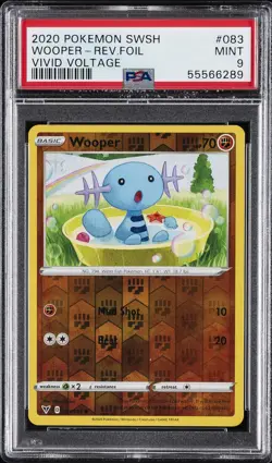 2020 POKEMON SWORD & SHIELD VIVID VOLTAGE #083 WOOPER-REVERSE FOIL PSA 9 - Image 1
