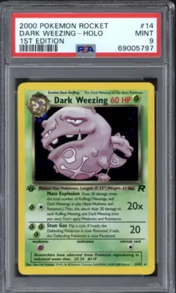 Pokemon Team Rocket 1st Edition Dark Weezing 14/82 PSA 9 - Image 1